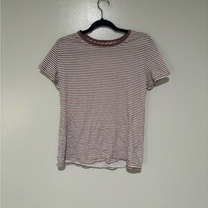 PINK Victoria's Secret Red and White Fitted Short Sleeve T-Shirt